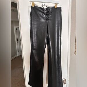 Aritzia Elementary Black Lace-Up Leather Pants